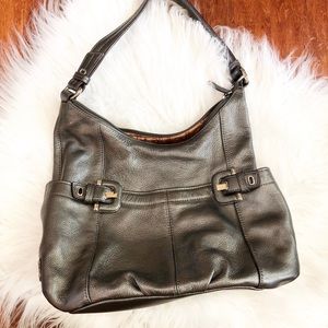 Tignanello shoulder handbag purse silver/gray